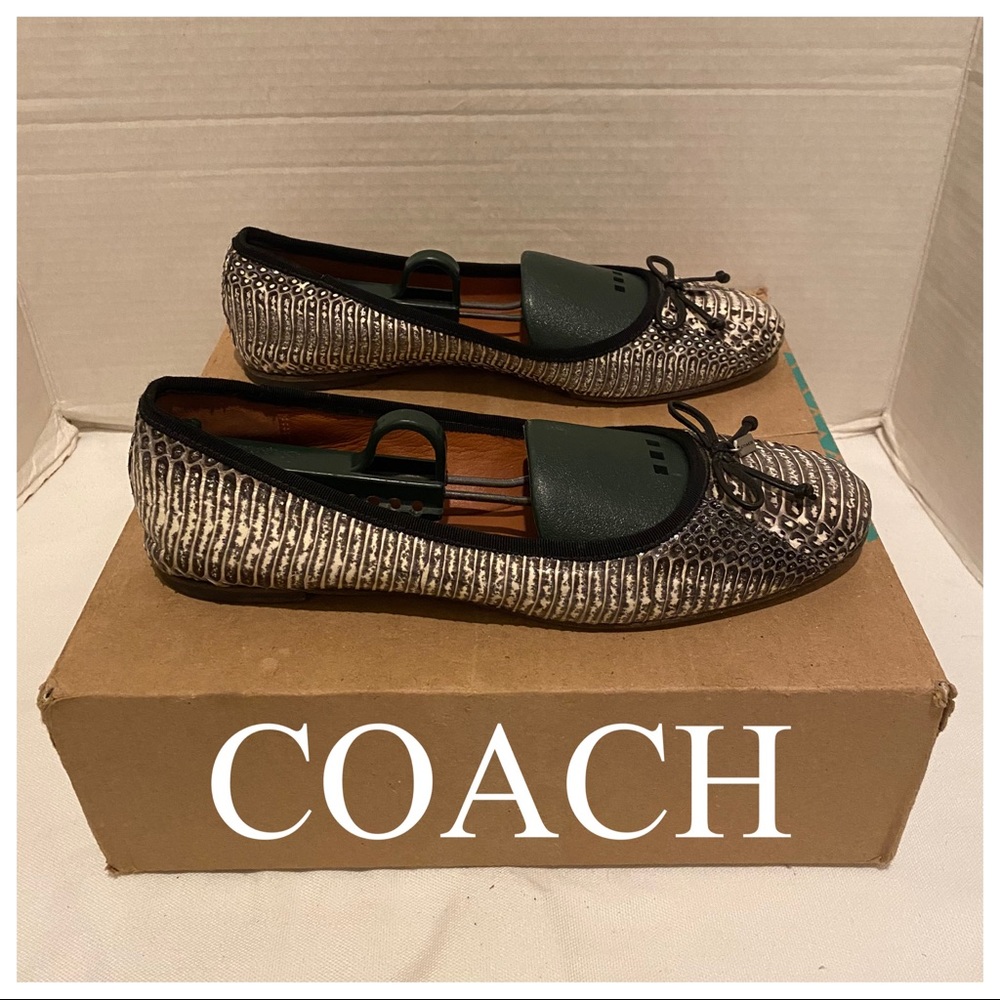 COACH Reptile Print Flats Sz 9